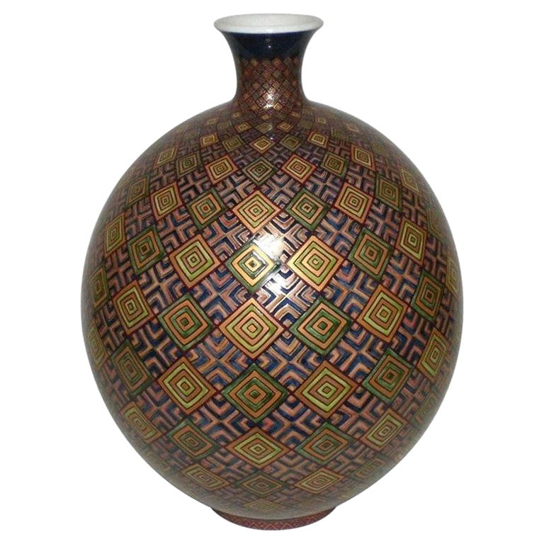 Jarrón Japonés Contemporáneo de Porcelana Verde Azul del Maestro Artista, 3