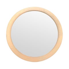 Vintage A large dusty pink concave framed circular mirror in the Style of Max Ingrand