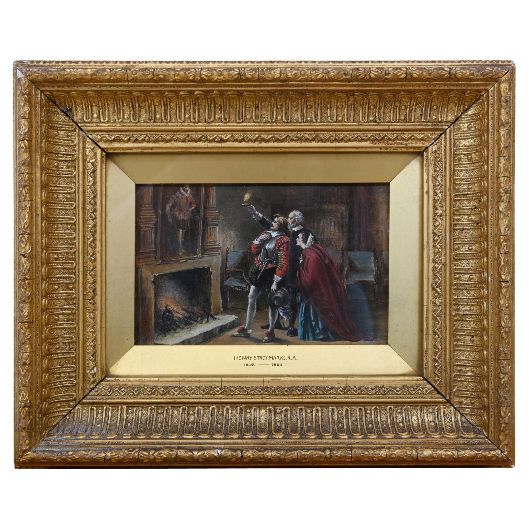 Victorian Oil Painting Shakespeare Portrait 1860 Signed
