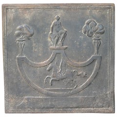 Plaque de cheminée française ancienne d'époque néoclassique, 18e-19e siècle