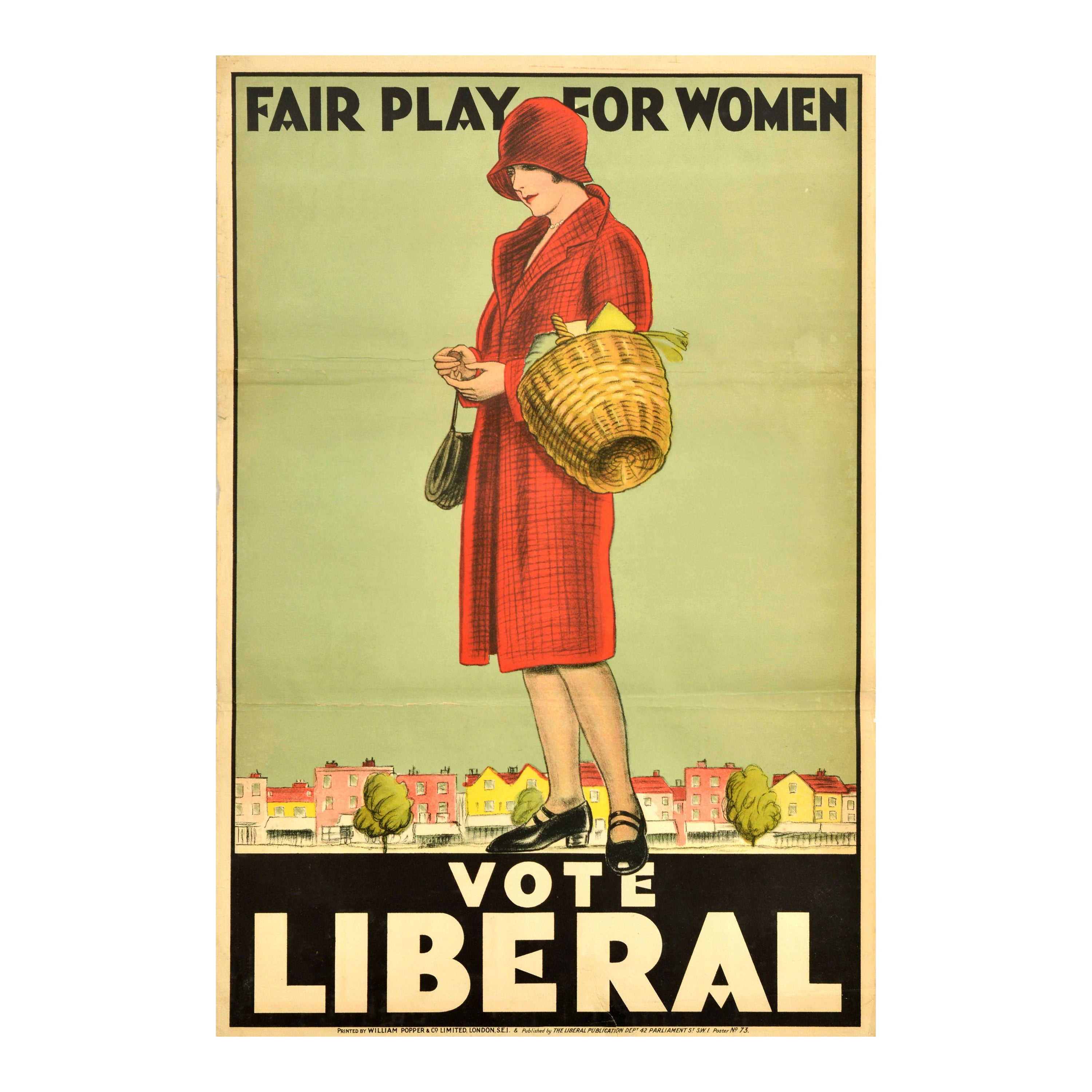 Original Vintage Political Propaganda Poster Vote Liberal Fair Play For Women