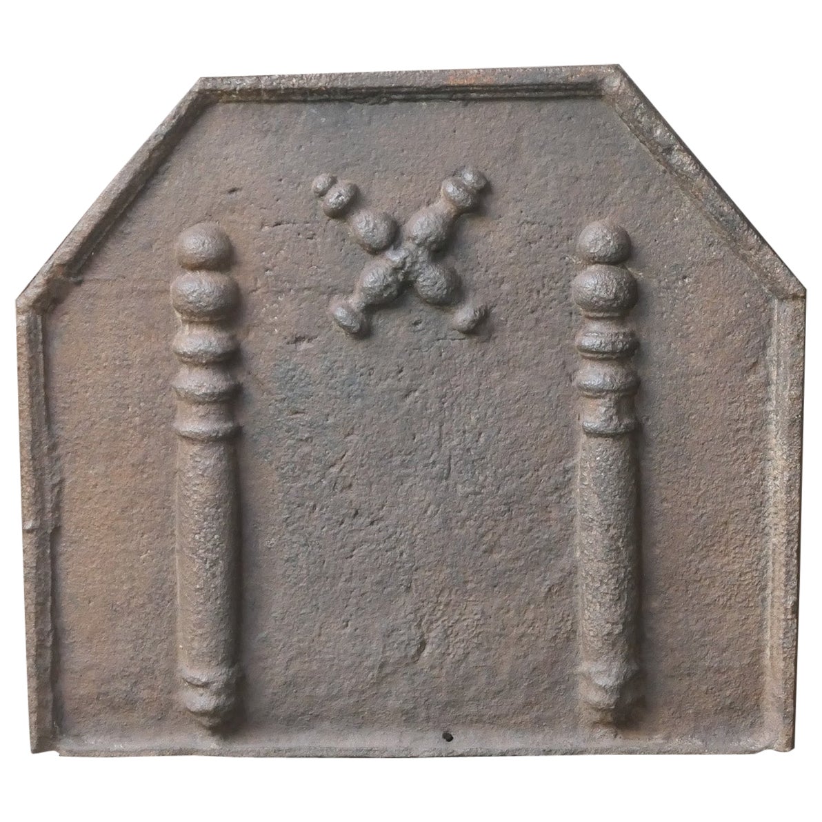 17th-18th C. Louis XIV 'Pillars with Saint Andrew's Cross' Fireback / Backsplash