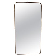 Italian mid-century Brass wall Mirror in the style of Gio Ponti, Italy, 1950s