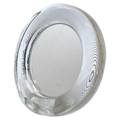 Vintage desk mirror in ribbed glass frame, decorative table accessory