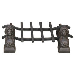 Antique French Napoleon III Fire Grate, Fireplace Grate, 19th Century