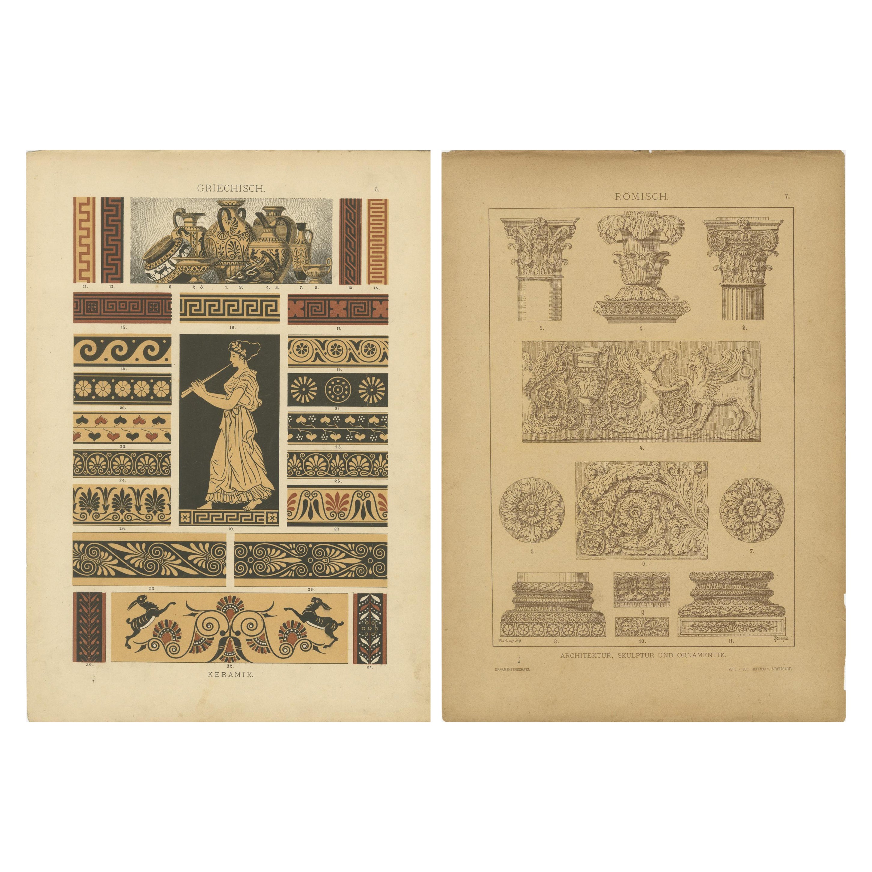 Diseños clásicos griegos y romanos del Tesoro de Ornamentos de Dolmetsch de 1887 en venta