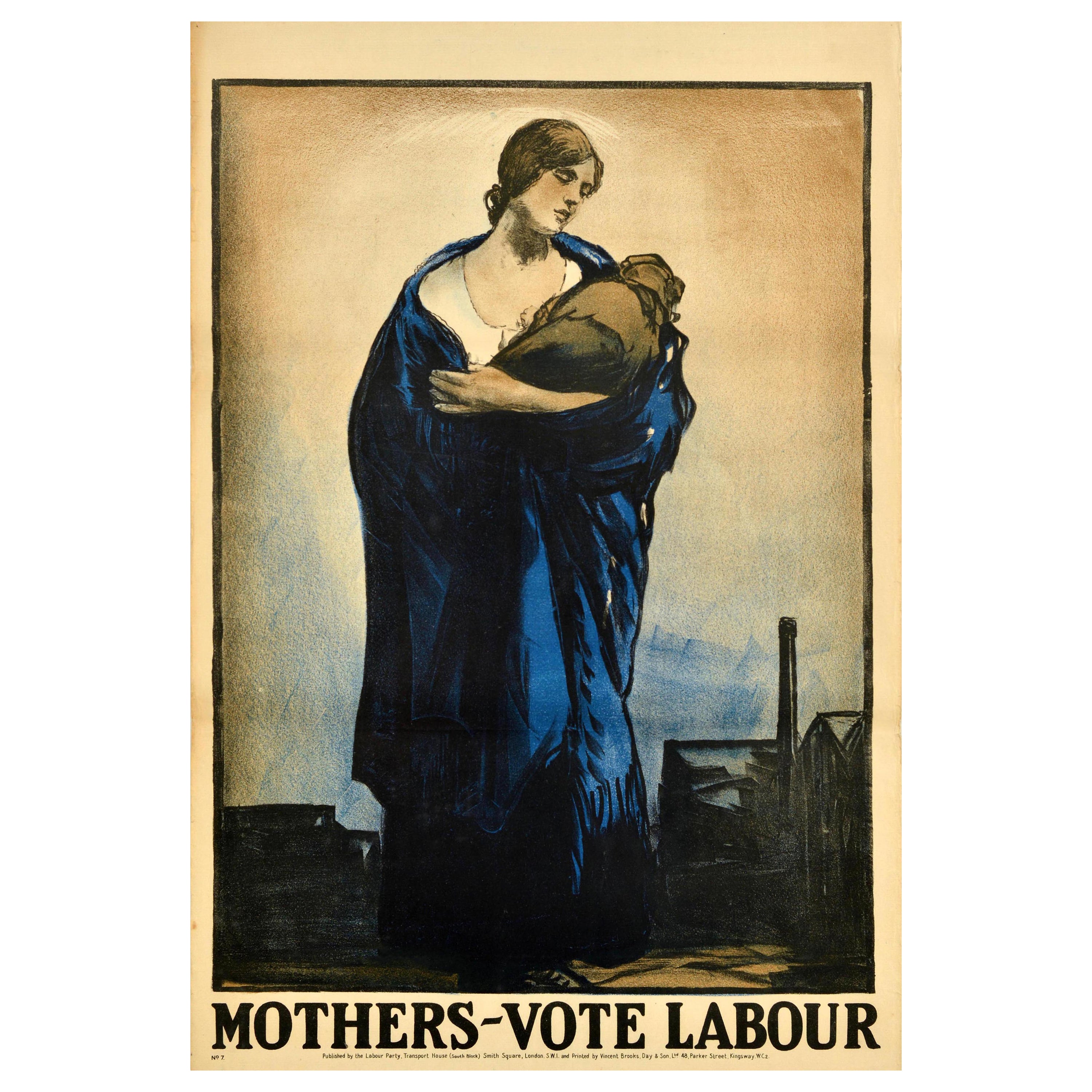 Original Vintage Political Propaganda Poster Mothers Vote Labour UK Election