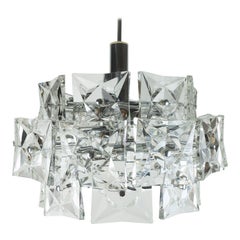 kinkeldey mid century PENDANT LIGHT Kristallglas und Chrom 1960er Jahre