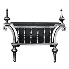 Antique A Polished Wrought Iron Firegrate