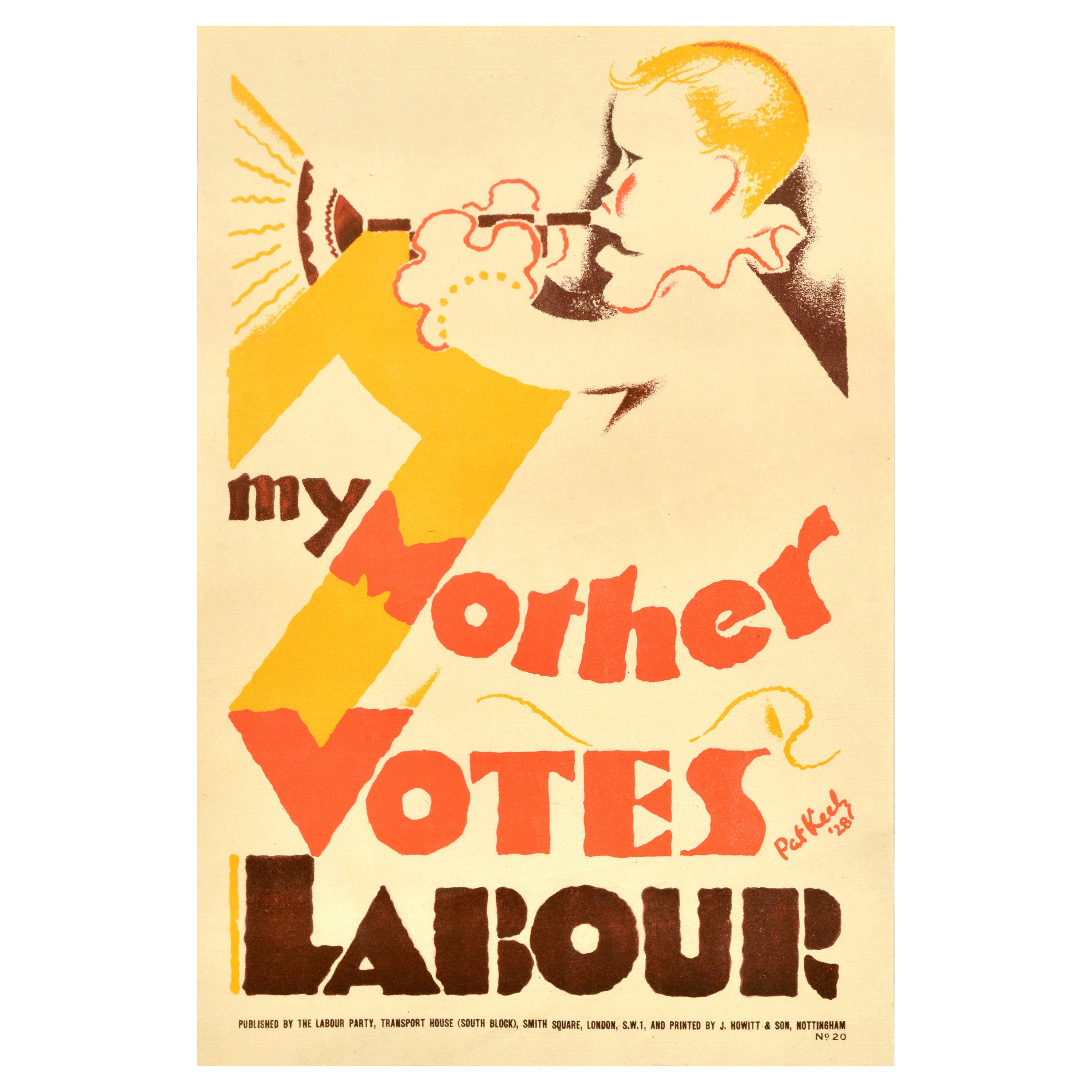Original Vintage Political Propaganda Poster My Mother Votes Labour Pat Keely