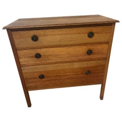 Antique 1920's Art deco Three Drawer Compact Chest in Solid Oak
