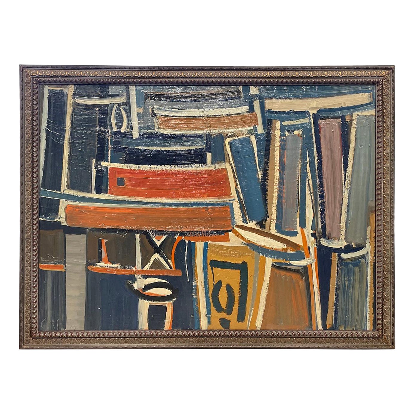 Interior moderno francés del siglo XX Pintura al óleo sobre lienzo de Daniel Clesse en venta