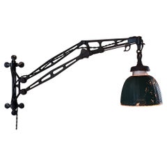 Industrielle Vintage-Wandleuchte mit Gelenkleiste und Quecksilberglasschirm mit Quecksilberglas
