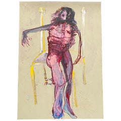 Large format figurative painting "La chaise de Vincent" by Francky Criquet