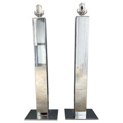 Pair George Kovacs Chromed Steel Skyscraper Table Lamps
