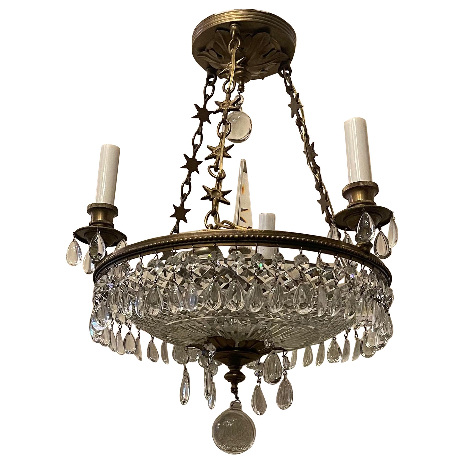 Außergewöhnliche Regency Vergoldete Bronze Geschliffener Kristall Empire-Kronleuchter Regency Fixture