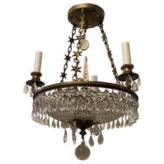 Außergewöhnliche Regency Vergoldete Bronze Geschliffener Kristall Empire-Kronleuchter Regency Fixture