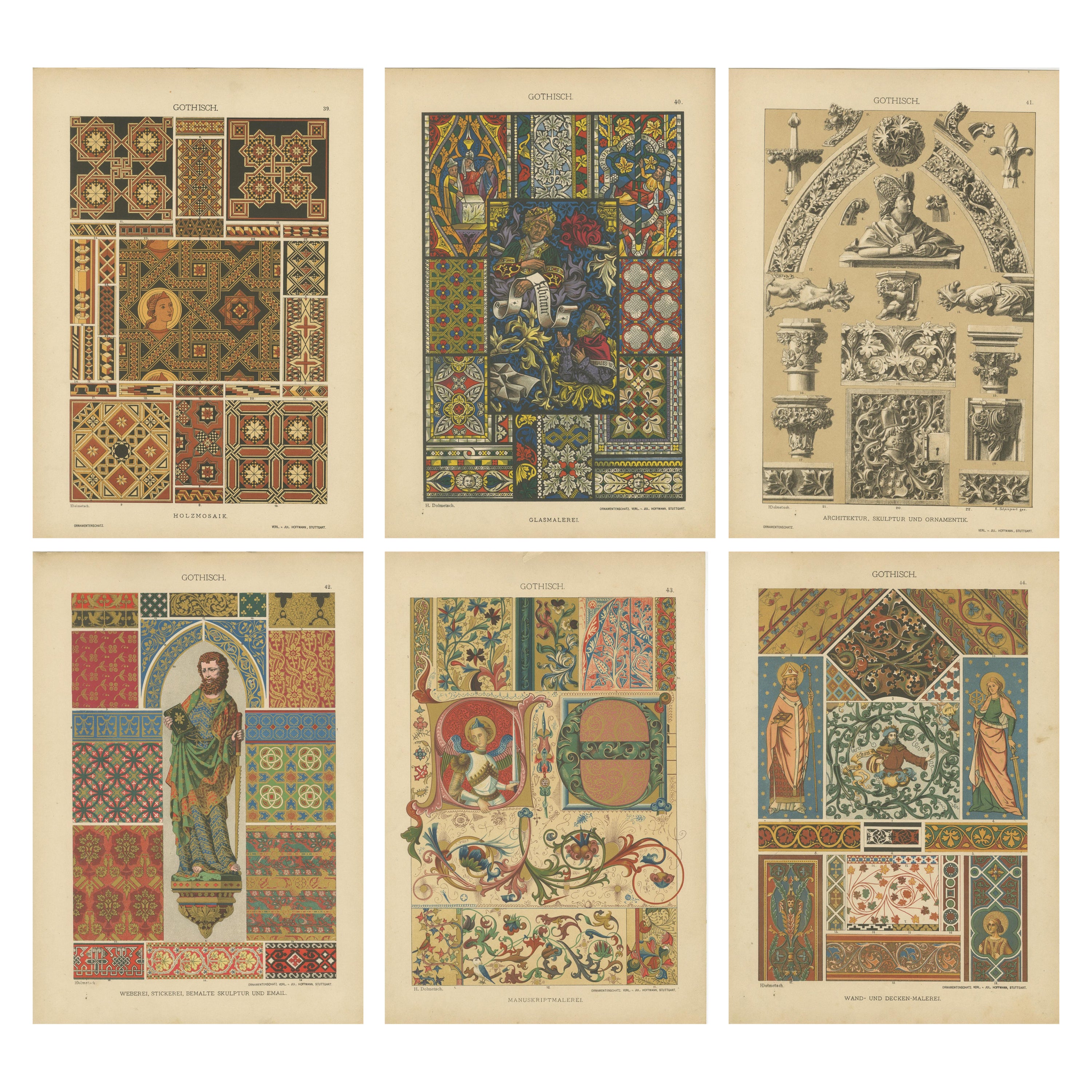 Extensive Collection of Gothic Artwork from Ornamentenschatz, 1887