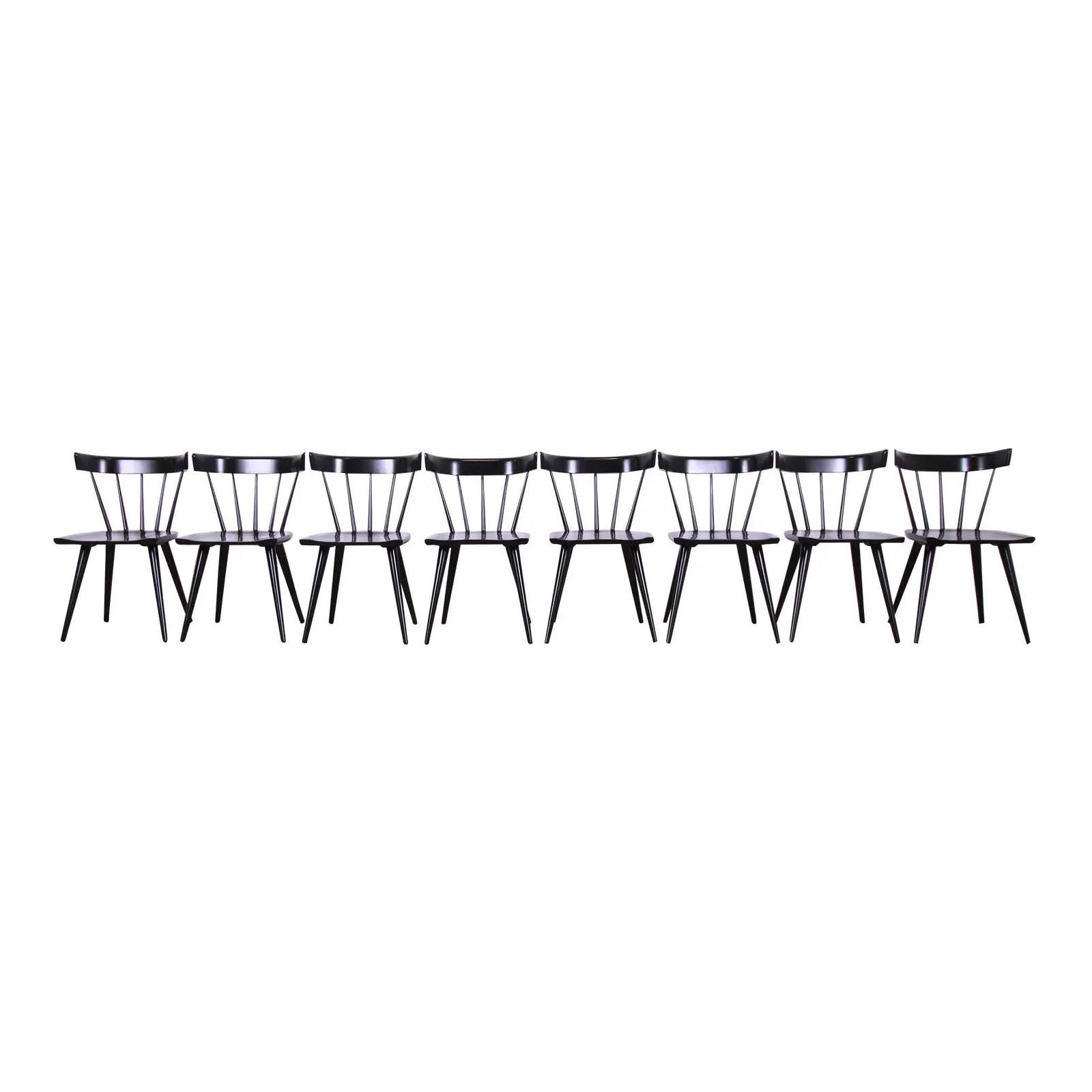 Paul McCobb Planner Group Mid-Century Modern Spindle Back Dining Chairs, Eight