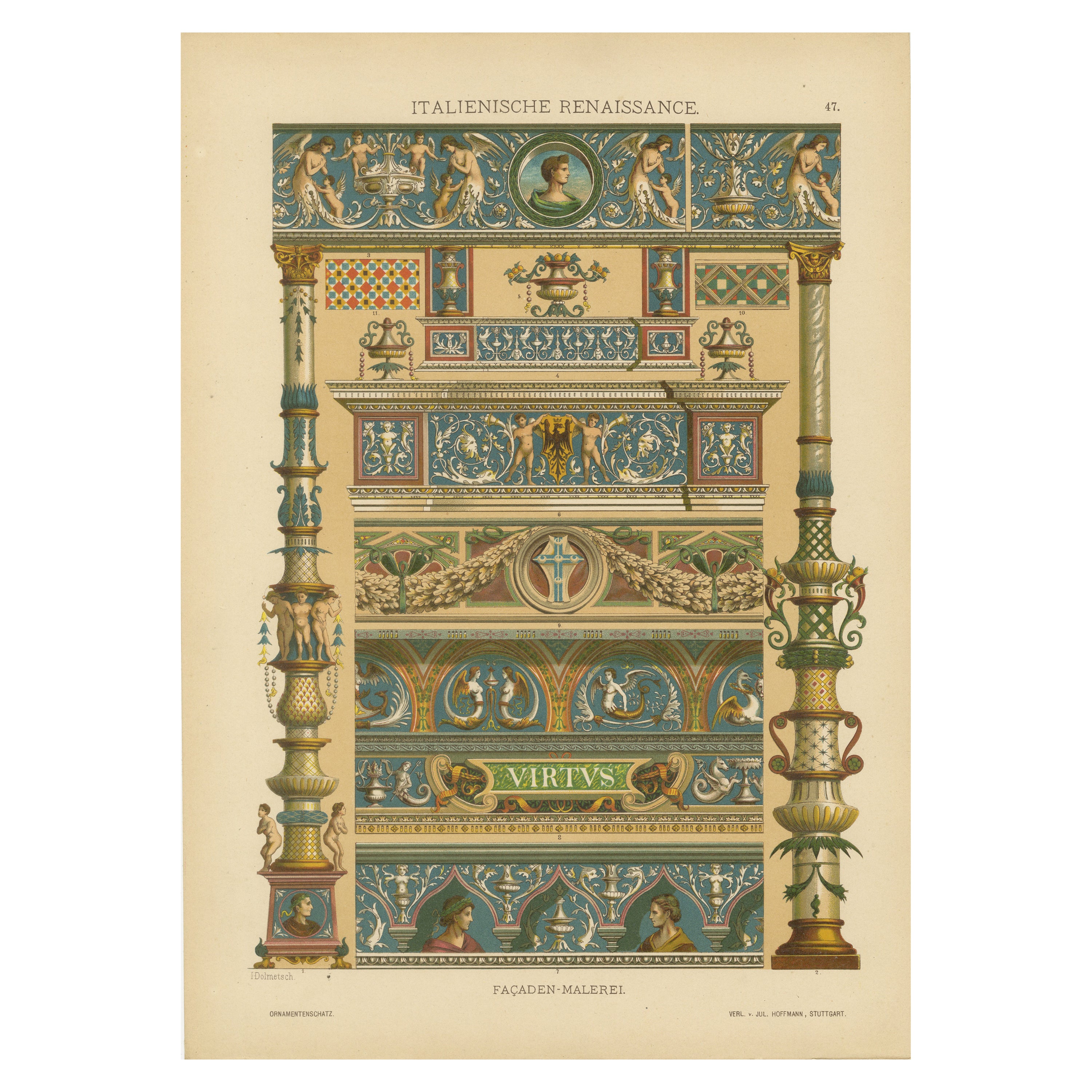 Italian Renaissance Façade Paintings from Ornamentenschatz, 1887