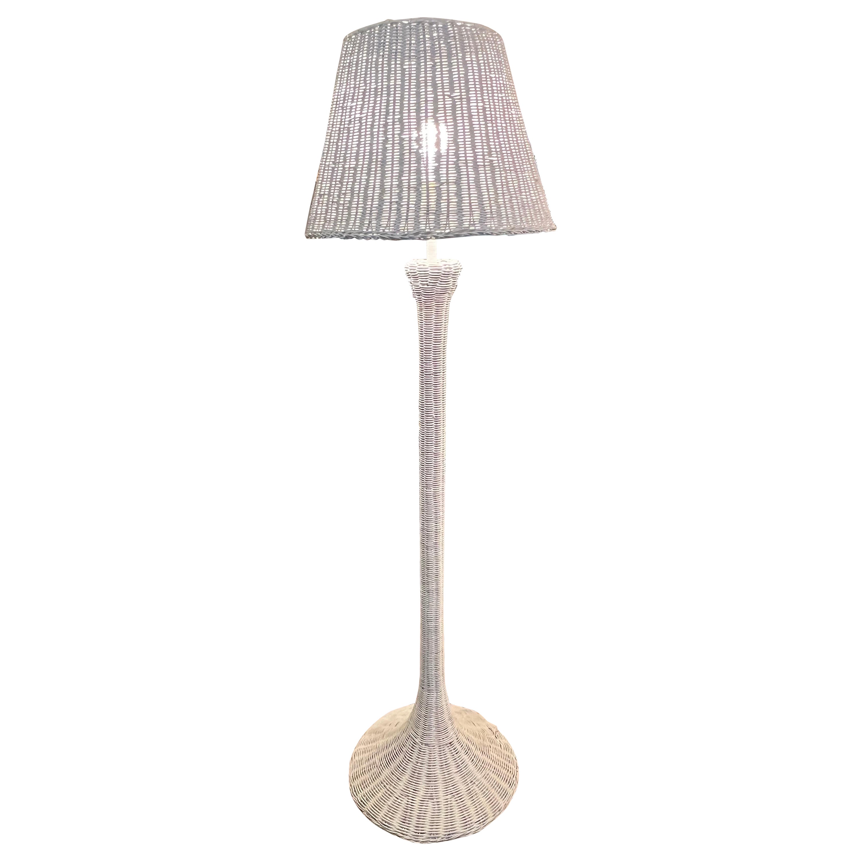 Lampada da terra in vimini bianca Boho Chic