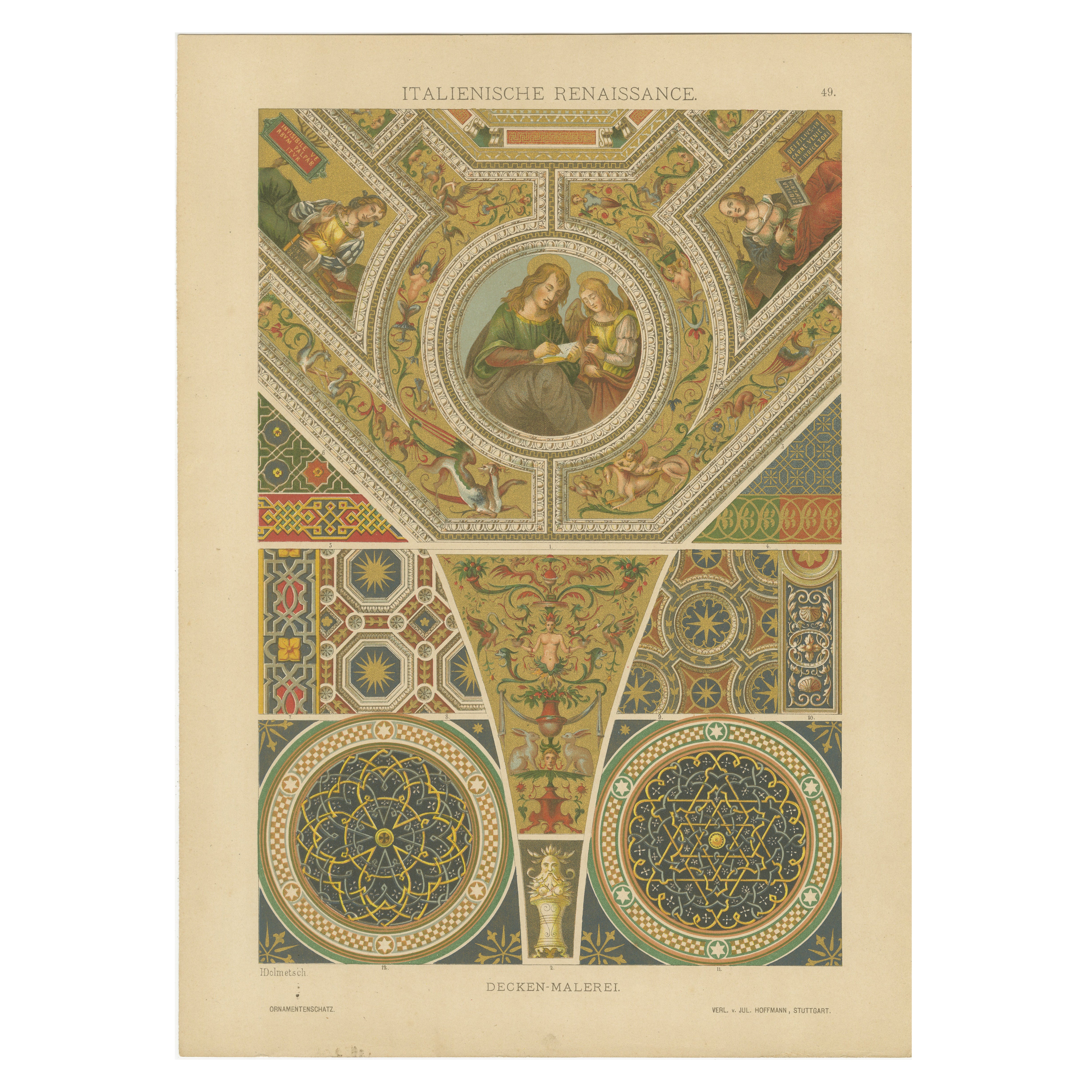 Italian Renaissance Ceiling Paintings from Ornamentenschatz, 1887