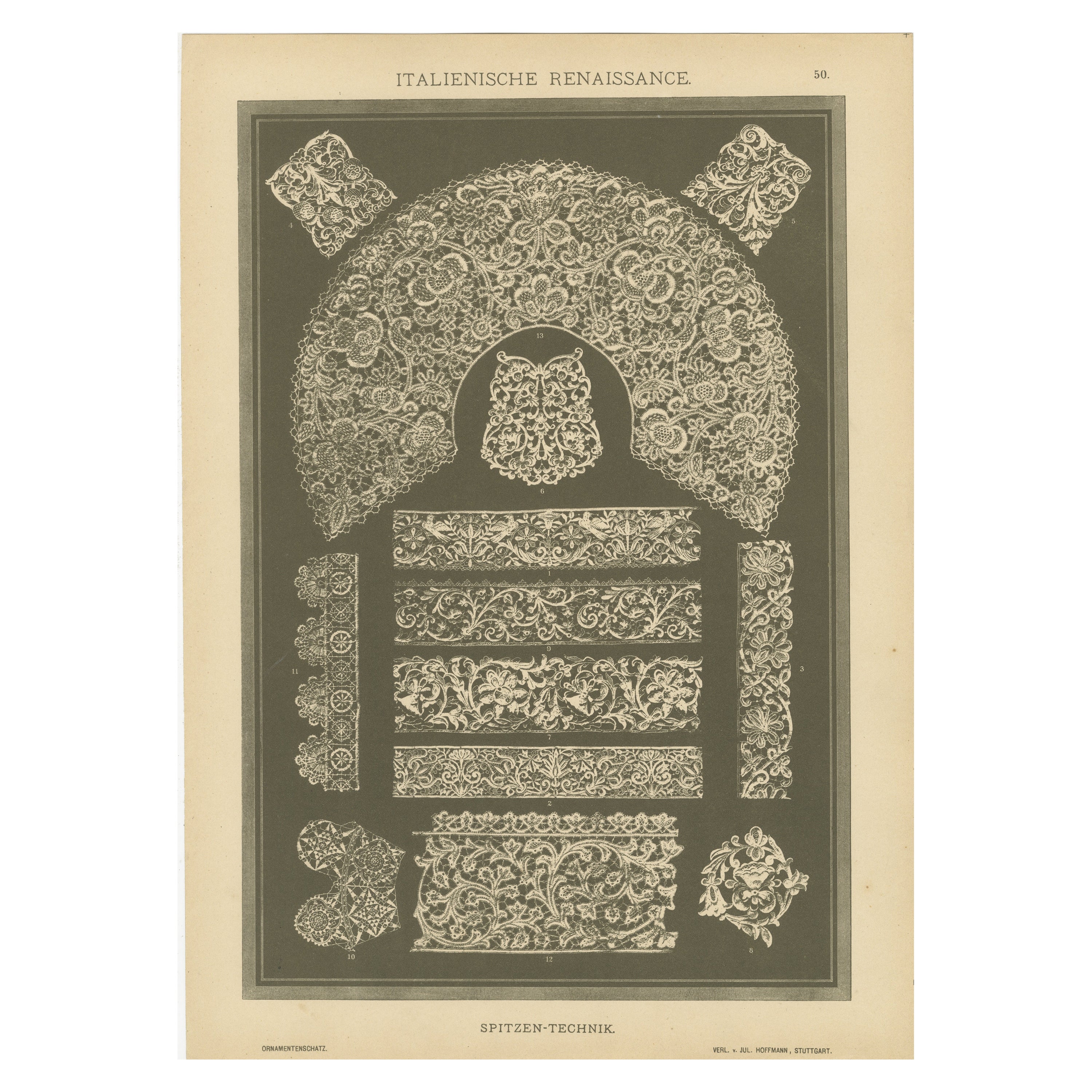 Italian Renaissance Lace Techniques from Ornamentenschatz, 1887