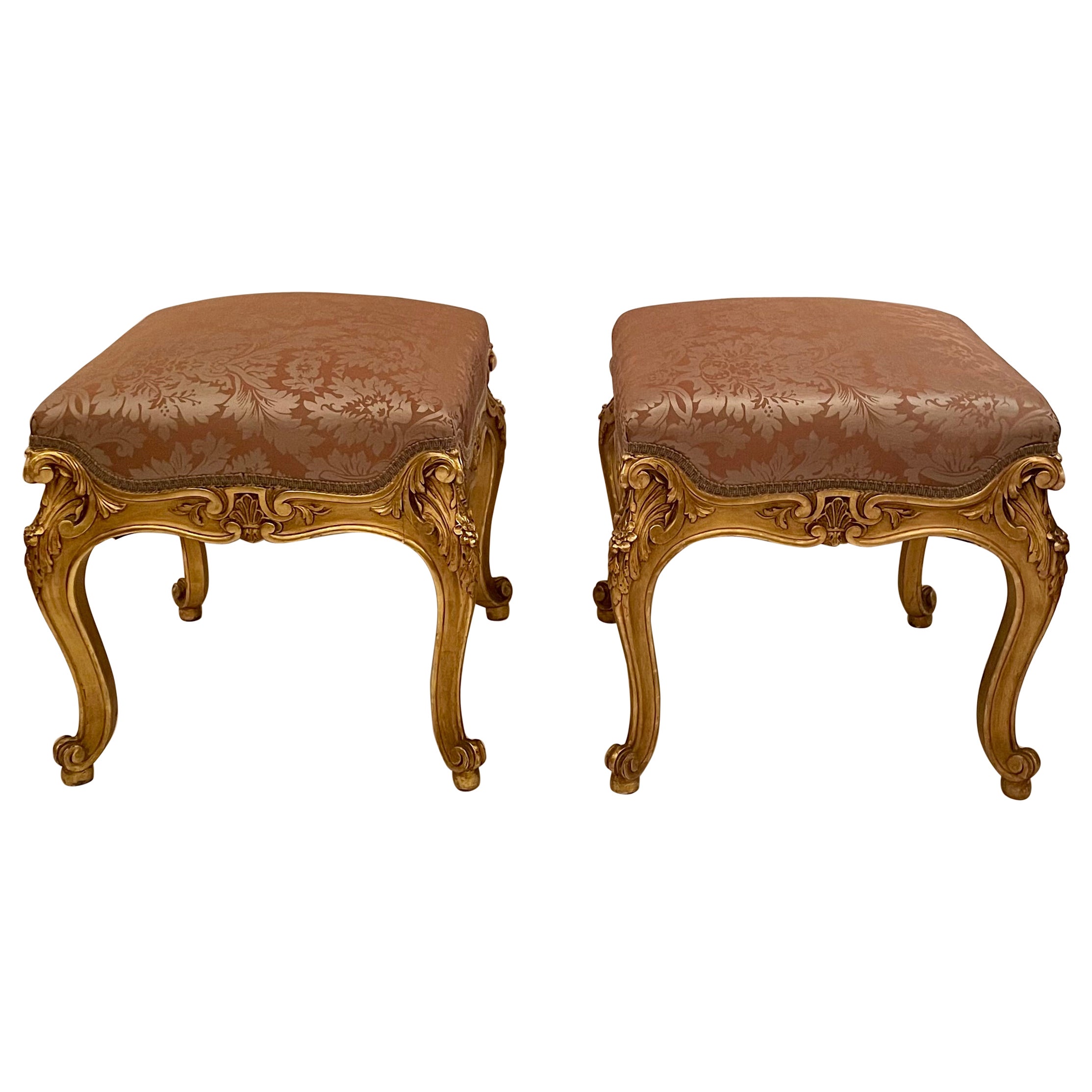 Paire de bancs anciens de la Régence française en or, vers 1875-1885. en vente