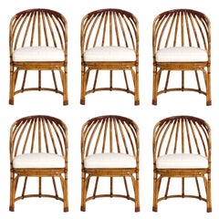 Ensemble de six chaises de salle à manger en rotin curviligne attribuée à McGuire