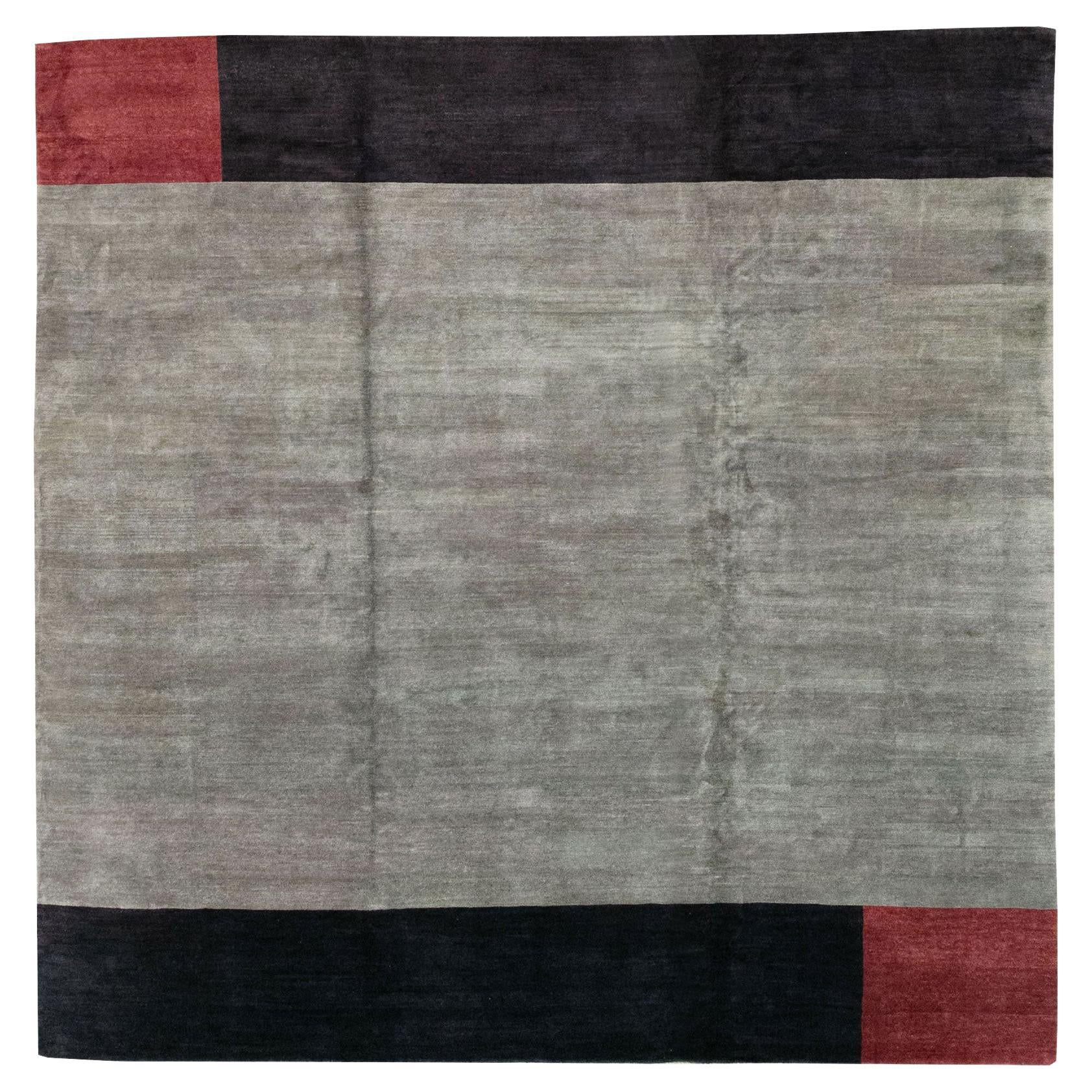 Modern Tibetan Art Deco Large Square Carpet