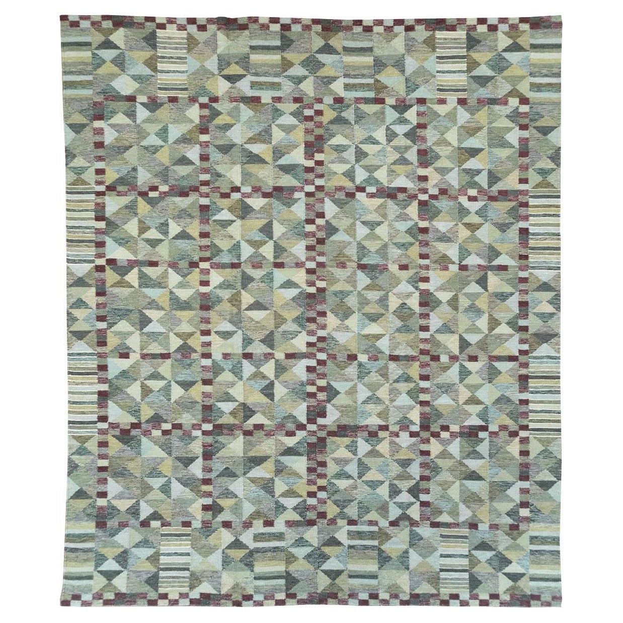 Swedish Inspired Modern Turkish Flatweave Kilim Large Room Size Carpet