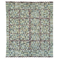 Tapis Kilim turc moderne tissé à plat de grande taille d'inspiration suédoise