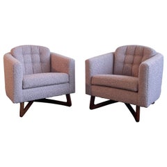 Midcentury Modern Adrian Pearsall Style Lavender Bouclé Barrel Club Chairs