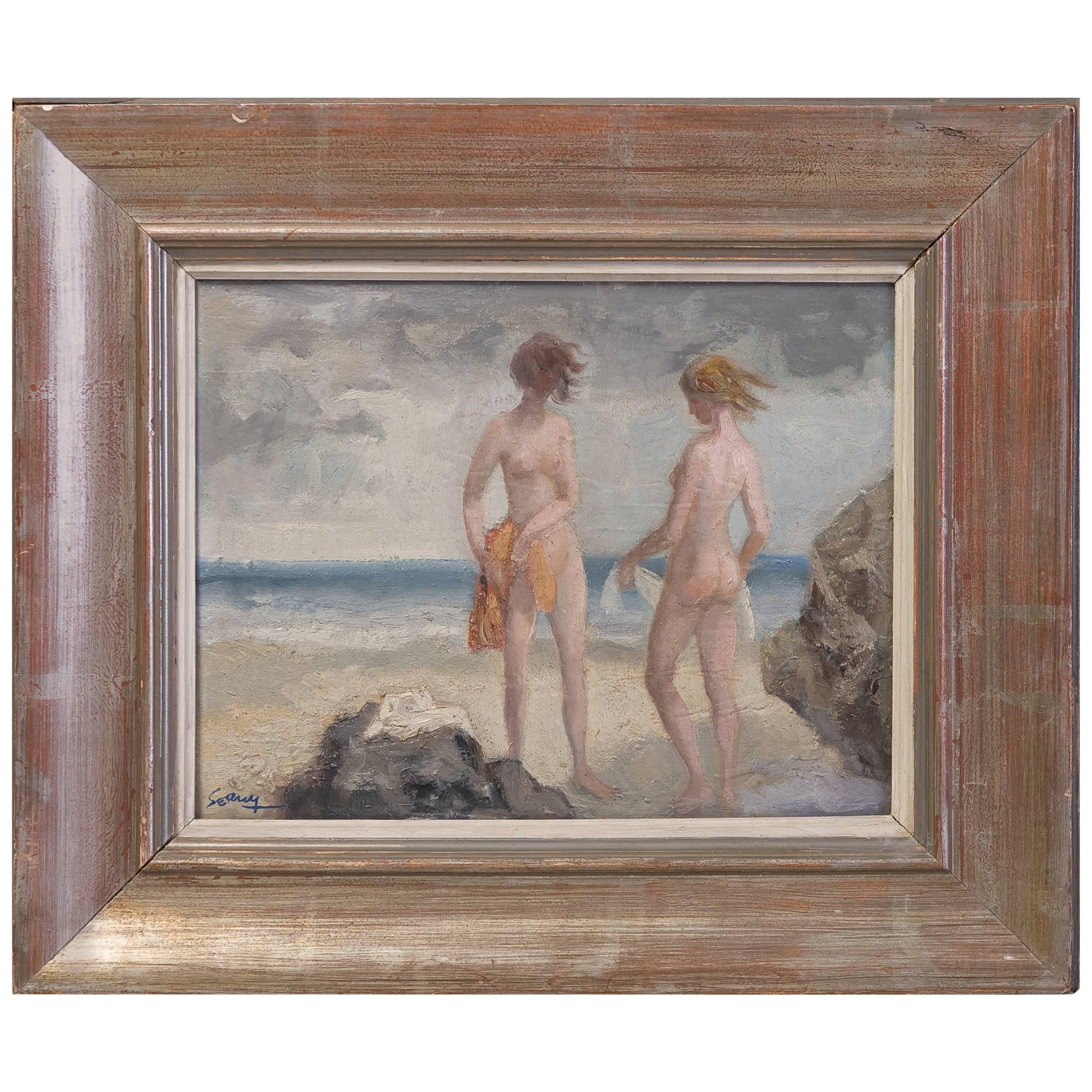 Ricardo Summers ''Serny'' Painting ''Figures on the Beach'' For Sale