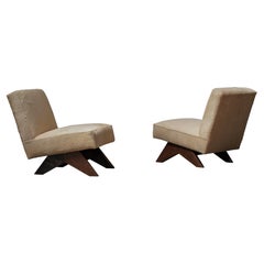 Sedie da camino Pierre Jeanneret, Pelle di taupe