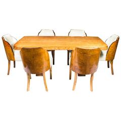 Antique Art Deco Dining Table and Six Cloudback Chairs, circa 1930