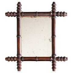 Miroir français du 19ème siècle en faux bambou sculpté