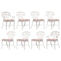 Juego de 8 Sillas de Comedor Blancas de Interior y Exterior Estilo Hollywood Regency