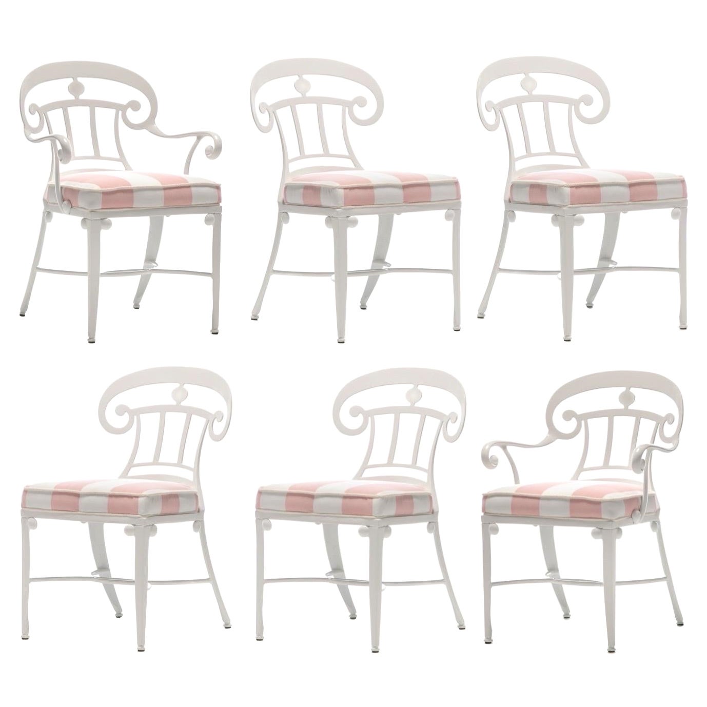 Juego de 6 Sillas de Comedor Blancas de Interior y Exterior Estilo Hollywood Regency
