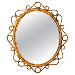 Oval bamboo mirror Italy 1960