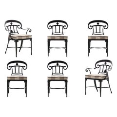 Juego de 6 Sillas de Comedor Negras de Interior y Exterior Estilo Hollywood Regency