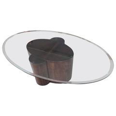 TURA Goatskin Coffee Table with Glass Top