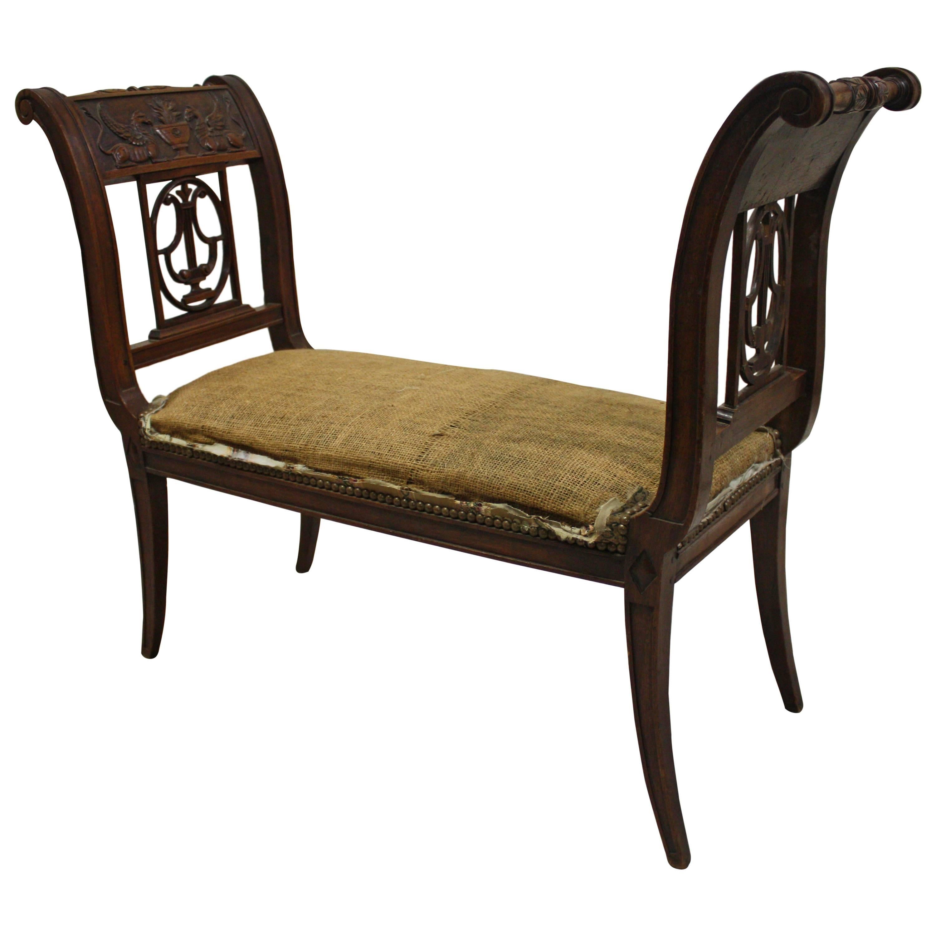 Charming 19th Century Directoire Bench
