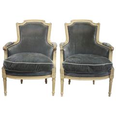 19th Century Pair of Painted Bergères