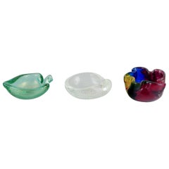Three Murano art glass bowls. Ca 1970
