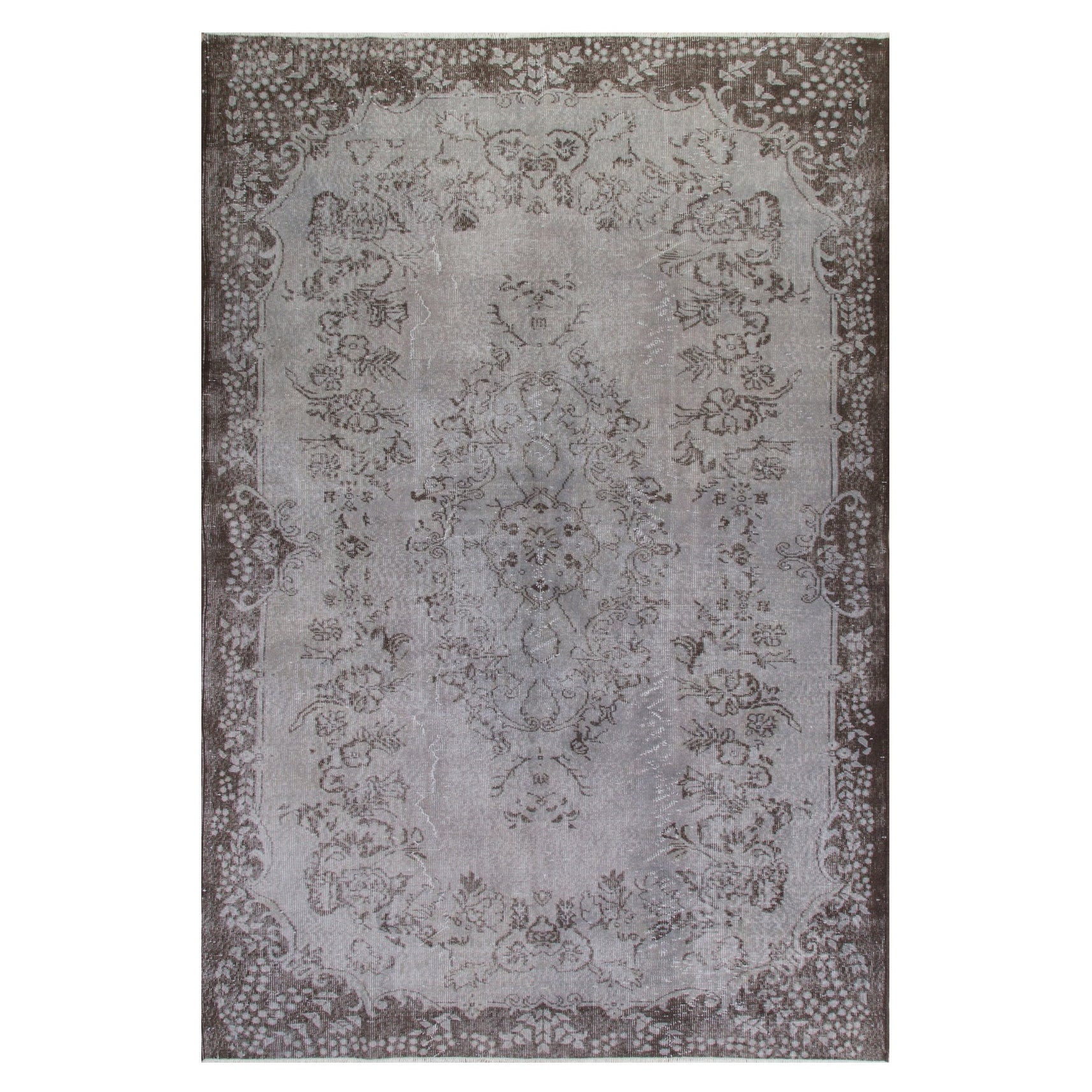 6.3x9.6 Ft Contemporary Hand Knotsted Turkish Wool Area Rug in Gray Color
