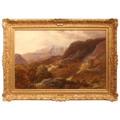 Antique "A North Wales View" Oil Painting by Henry Cheadle