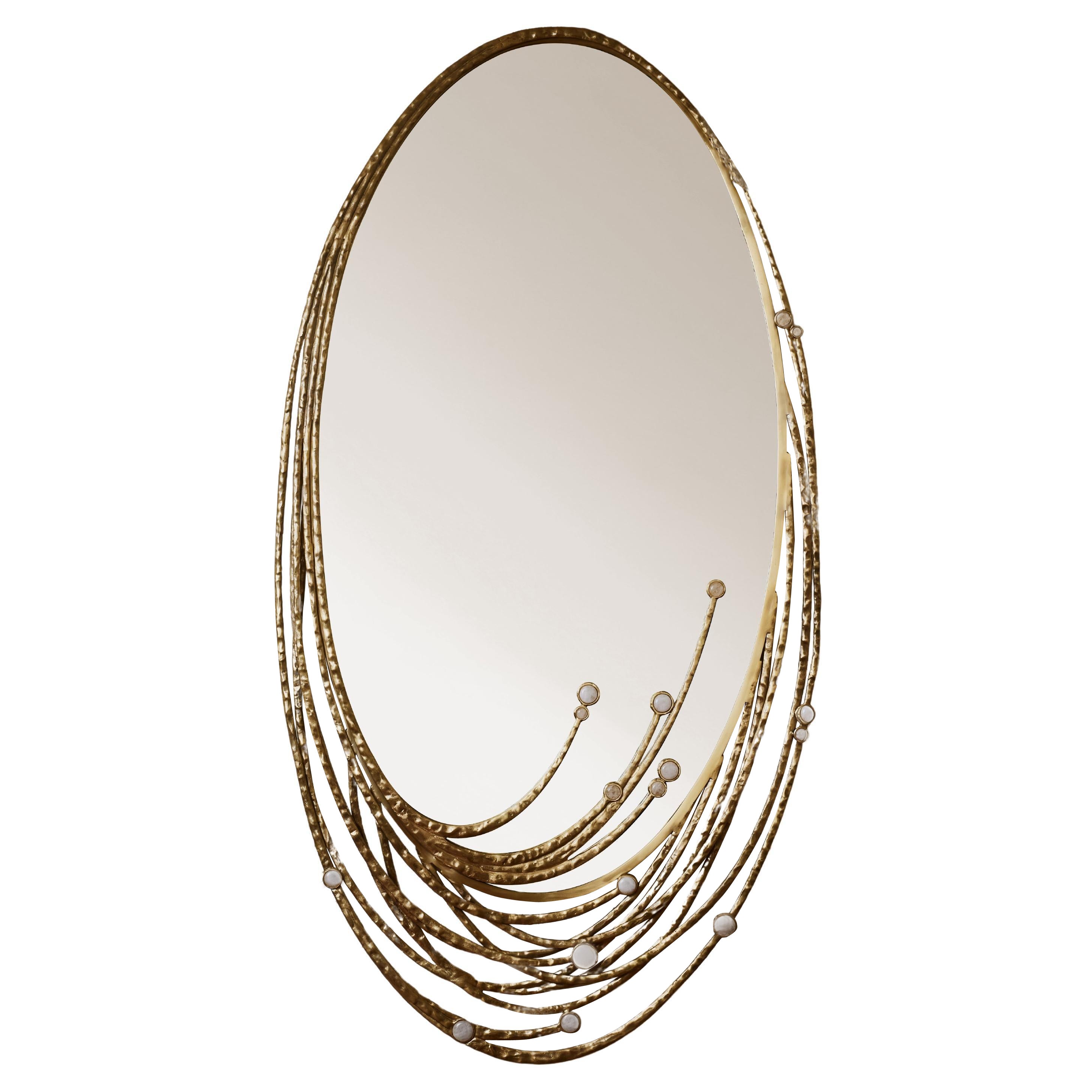 Specchio ovale in bronzo di Studio A Glustin