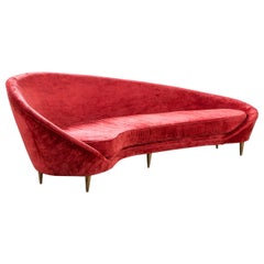 20e siècle, Cinquante Canapé Virgolas en velours rouge et laiton