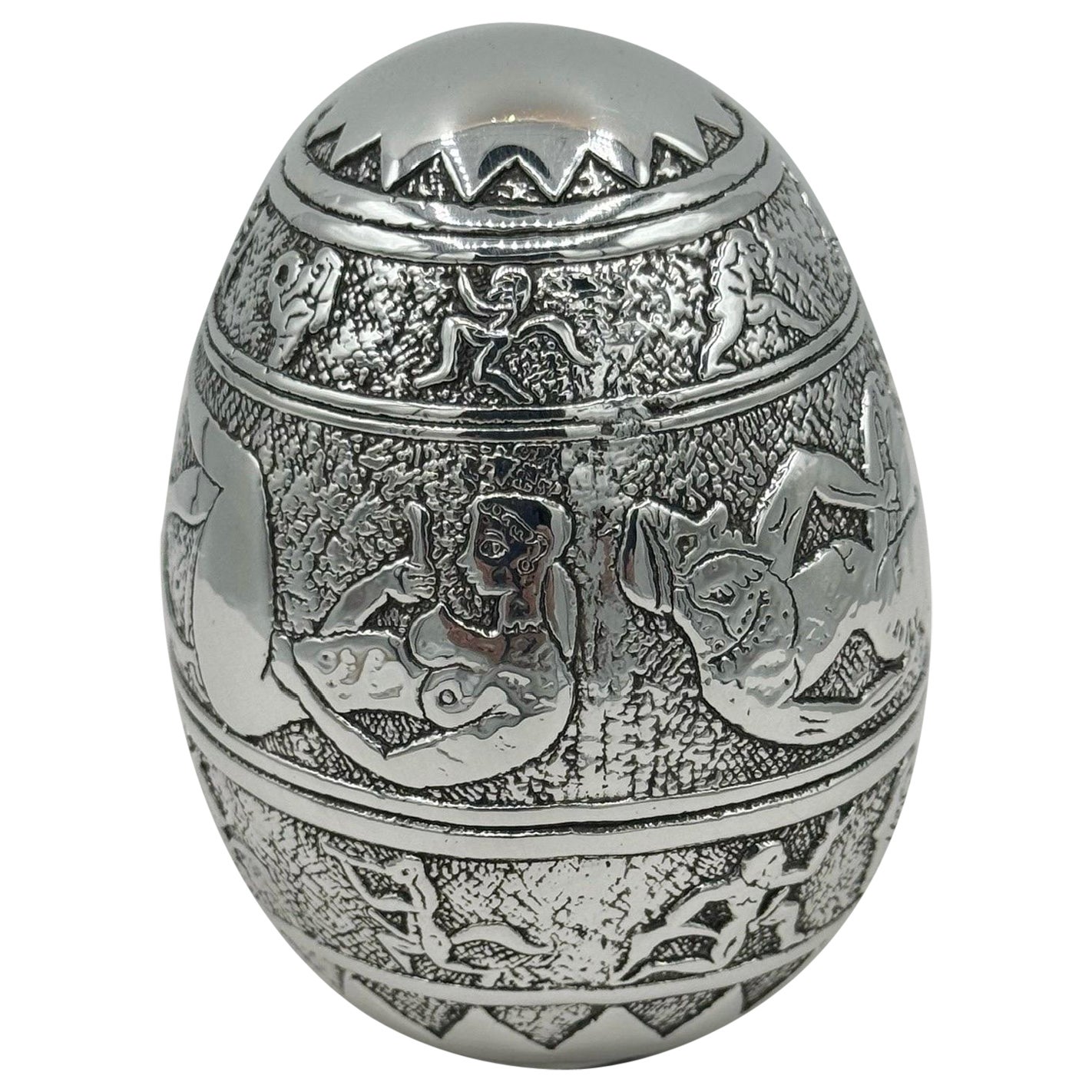 Erotic silver Egg, 999 Silver For Sale